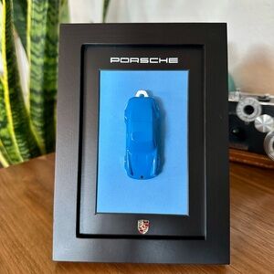 Porsche 911 Carrera Silhouette Pantone Inspired Framed Art Blue Monochrome 1:64
